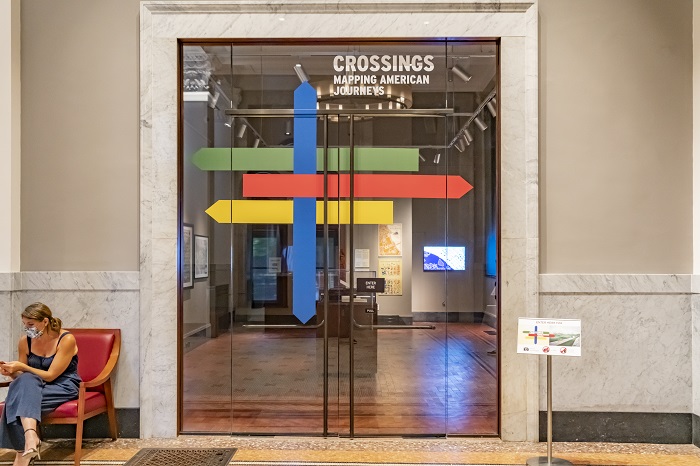 Crossings exhibition entrance, Newberry Library, 2022
