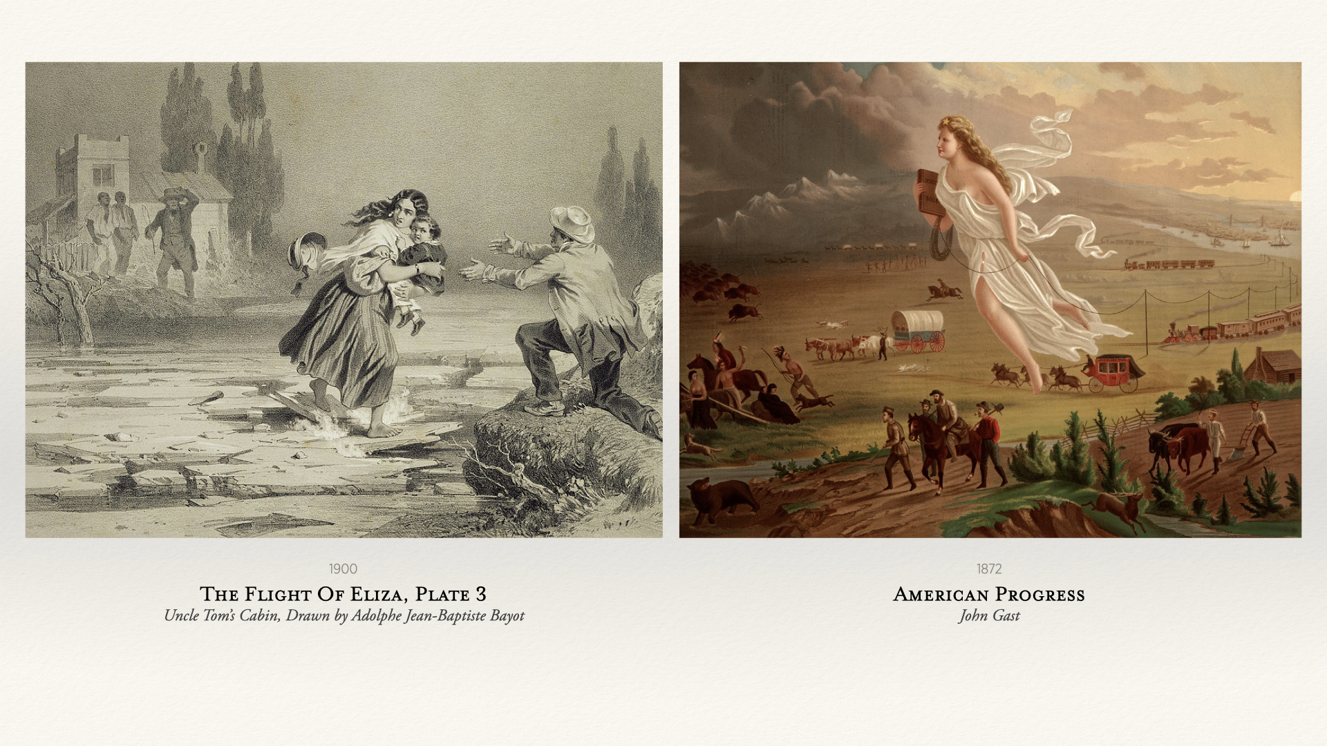 The Flight of Eliza and American Progress by John Gast