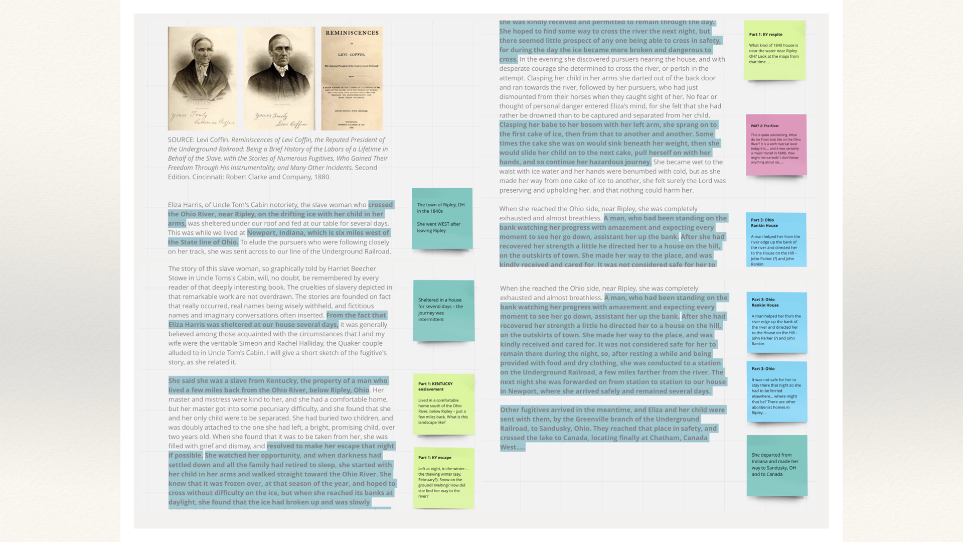 Levi Coffin account annotated by spatial phase